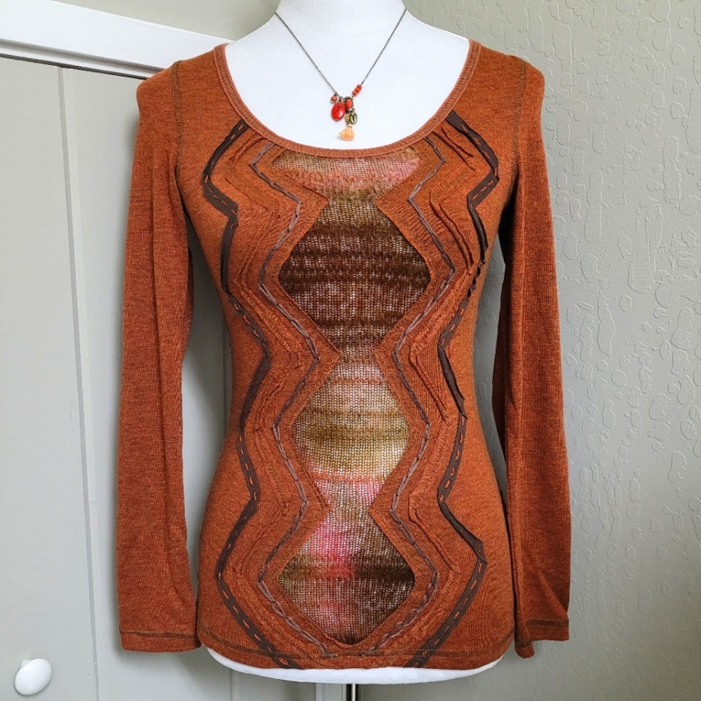 Lulumari from Anthropologie longsleeve top racerback open back mixed media
